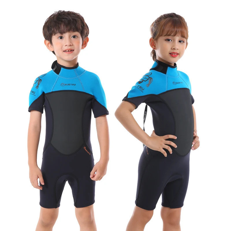 2.5 มม.ความร้อน Shorty ชุดว่ายน้ําเด็ก Surf Neoprene Wetsuit เด็กชุดดําน้ํา Freediving ใต้น้ําชุดว่ายน้ําเยาวชนว่ายน้ําชุด