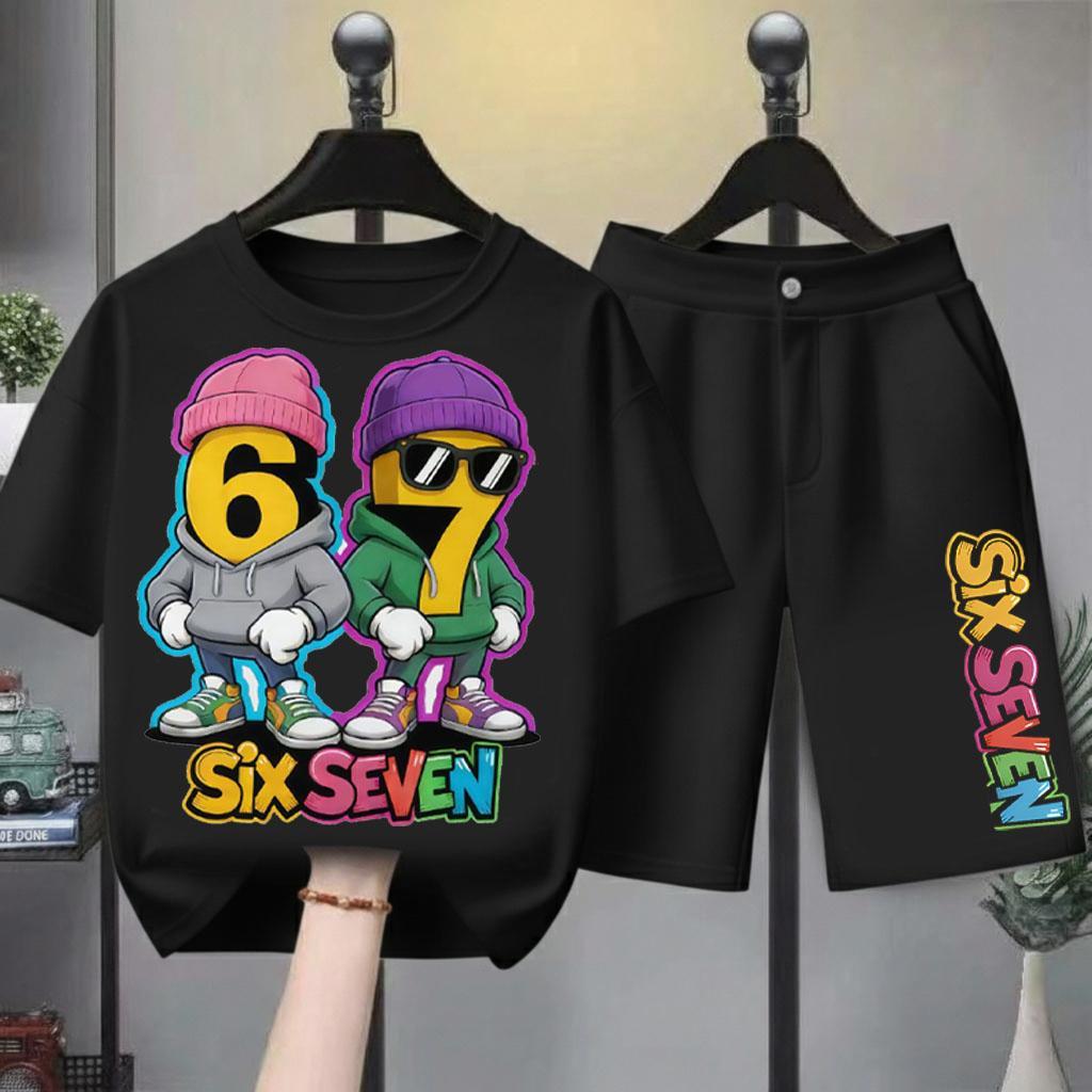 เสื้อยืดแขนสั้นสำหรับเด็กแนวสปอร์ตสุดฮิตปี 2026 ดีไซน์สุดเท่ 67 แบบ พิมพ์ชัดเจน เสื้อยืดเด็ก กางเกงขาสั้น ชุด 2 ชิ้น ผ้า