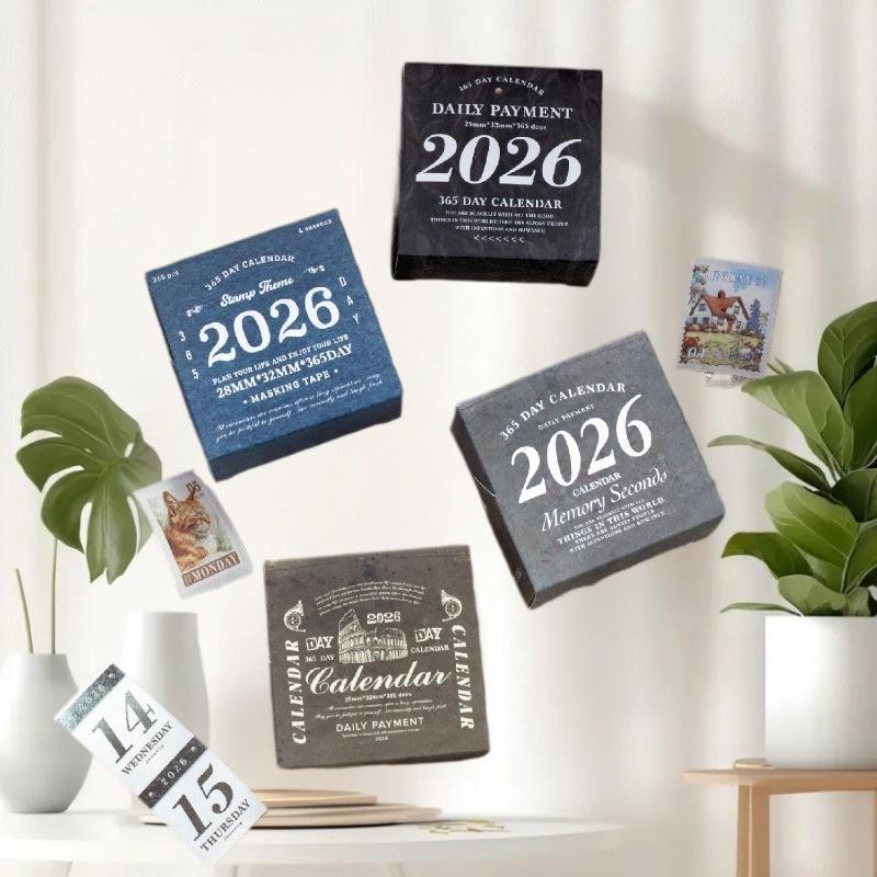 Technicolorsuper GO 365pcs Vintage 365 Days Daily Life เทป Stiers สําหรับ Collage Junk Planner Scrap