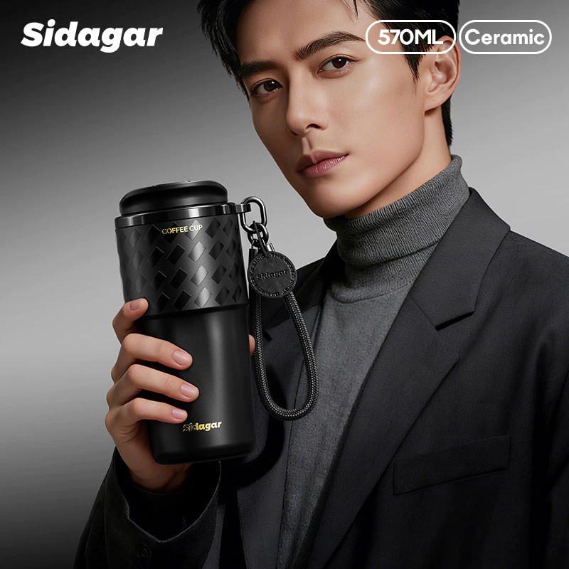 Sidagar แก้วกาแฟ ถ้วยกาแฟ 570มล เคลือบเซรามิก แก้วกาแฟร้อน แก้วเก็บความเย็น Coffee Cup