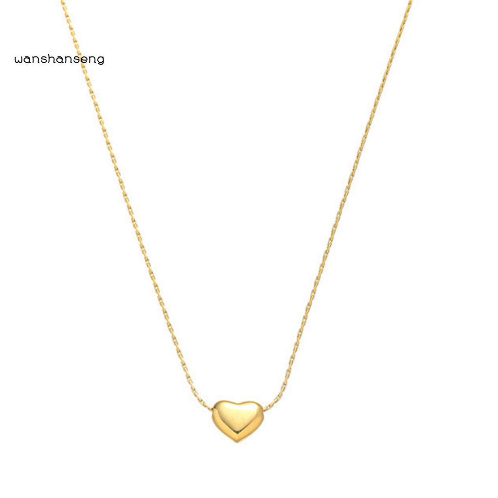 WSG_ เครื่องประดับป้องกันอาการแพ้ Slim Chain Heart Charm สร้อยคอ Elegant Mini Heart จี้สร้อยคอสําหรั