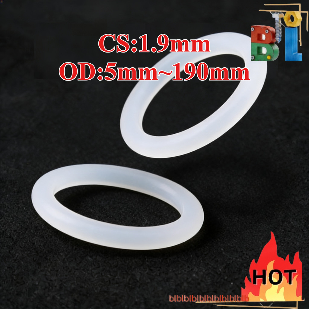 O-ring ปะเก็น CS1.9mm*OD5-130mm O-ring แหวนซิลิโคนสีขาวซีลเกรดอาหารแหวนยางกันน้ําปะเก็นยืดหยุ่นBL-BF