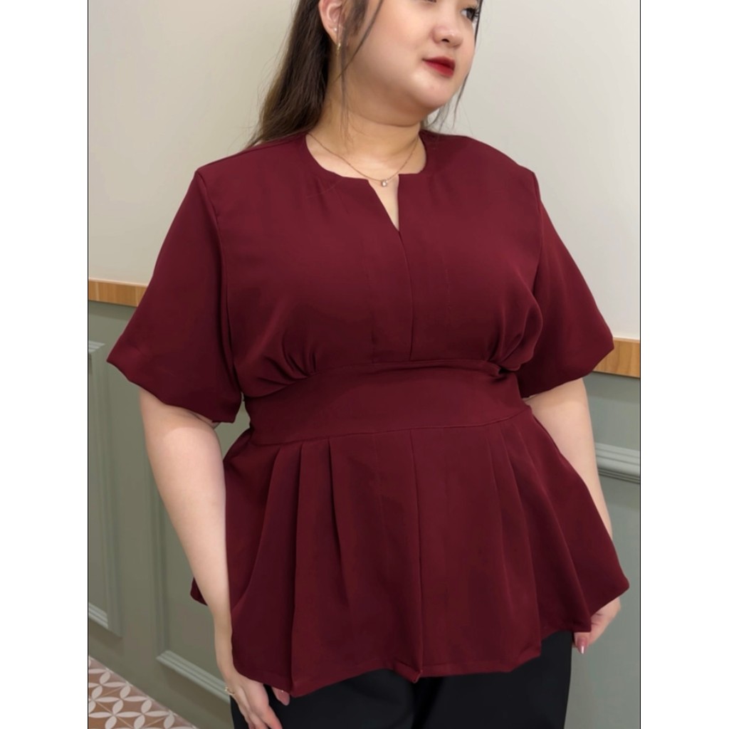 Bigwell Lyn Womens Plus Size Blouse - Elegant Peplum Bigsize