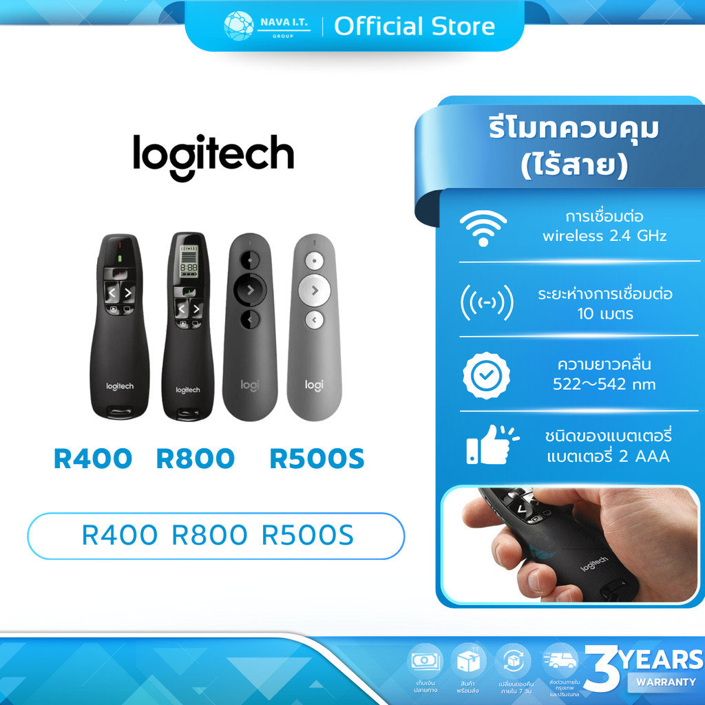 (มีส่งด่วน)  LOGITECH R400 R800 R500S LASER PRESENTATION REMOTE รีโมทพรีเซนเทชั่นไร้สาย