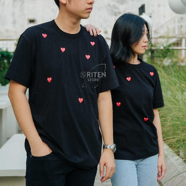 Comome Des Garcons CDG Play Multiple Red Heart Tee Black Original / Authentic CDG เสื้อยืด Unisex เส