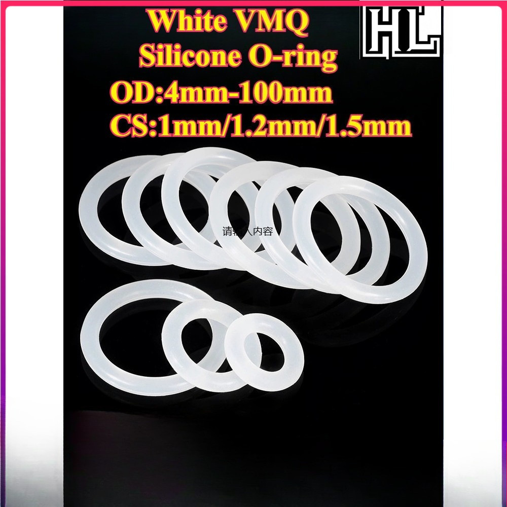 [HL-OXQ] โอริงซิลิโคน VMQ สีขาว (CS1mm/1.2mm/1.5mm * OD4mm-100mm) ทนต่ออุณหภูมิสูง, ป้องกันการรั่วซึม, ปะเก็นกลม, แหวนปิดผนึกก๊อกน้ําแหวนยาง