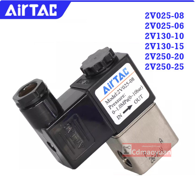 AirTac Solenoid วาล์วควบคุมนิวเมติกวาล์ว 2V025-08 2V025-06 2V130-10 2V130-15 2V250-20 2V250-25 ตรวจส