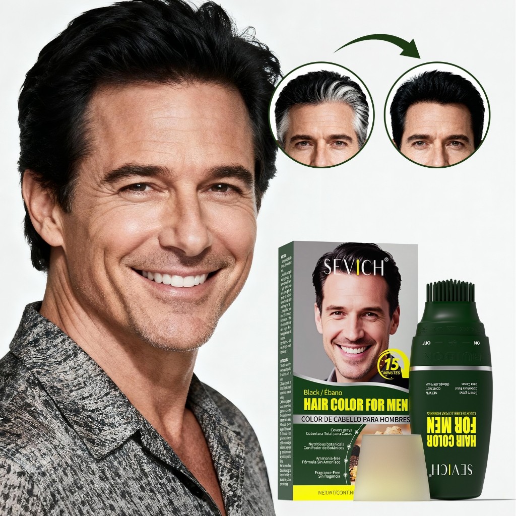 SEVICH ย้อมผมพร้อมหวี 50ML ย้อมผมสีดําสารสกัดจากพืชบริสุทธิ์สําหรับผมสีเทาย้อมผมติดทนนานสําหรับผู้ชา