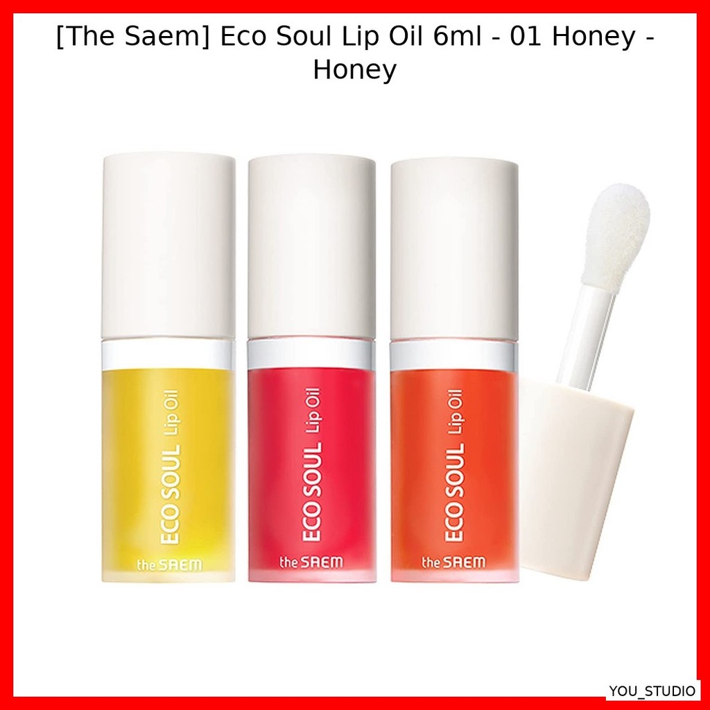 [The Saem] Eco Soul Lip Oil 6ml - 01 Honey - Honey / Korean Lip Oil / Glossy Finish / ของแท้ 100% โด