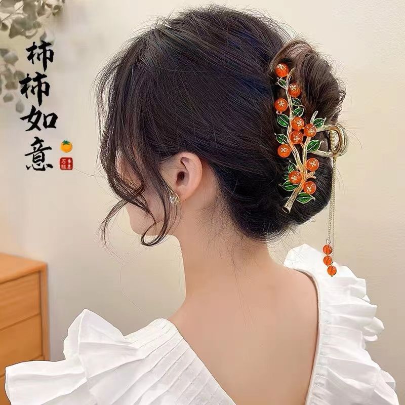 Kirin Grocery Store Persimmon Ruyi Flow หางม้าหัวเข็มขัดกิ๊บด้านหลังหัวคว้าคลิปผม Handy เครื่องมือ H