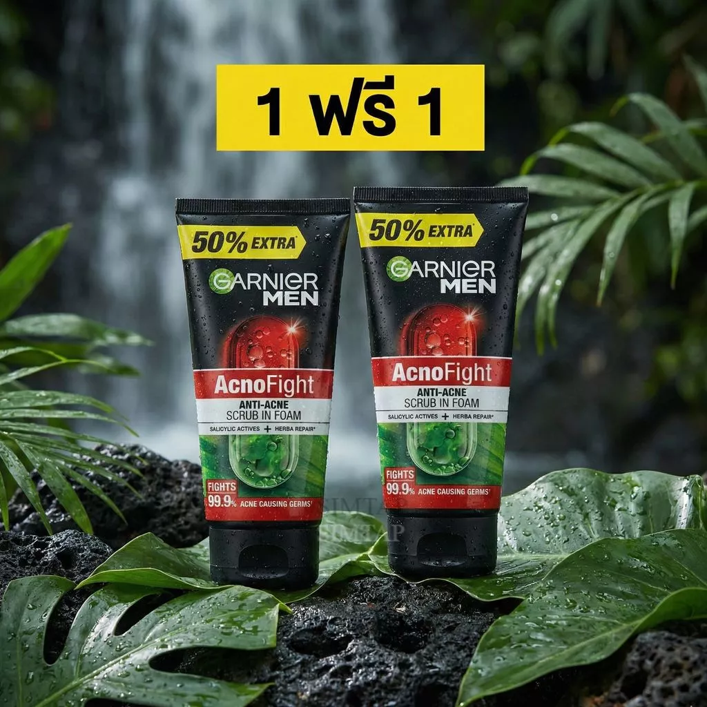 [ซื้อ 1 แถม 1] คุ้มสุด! การ์นิเย่ เมน แอคโนไฟท์ 150 มล. โฟมสครับสิว หลอดใหญ่ของแท้ฉลากไทย
