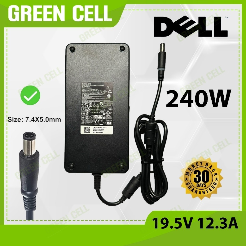ที่ชาร์จแล็ปท็อป D.ell 240W 19.5V 12.3A สำหรับ Precision Y047M Y044M 6RTIJ 450-18931 U896K ขนาด 7.4m
