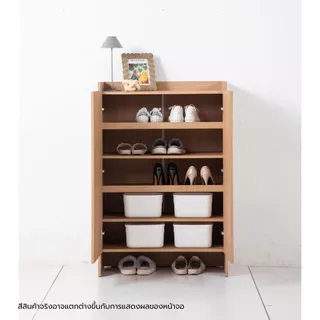 Koncept Furniture ตู้รองเท้า รุ่น Tomo สีไม้อ่อน (80x41x120 ซม.) แบรนด์ KONCEPT FURNITURE