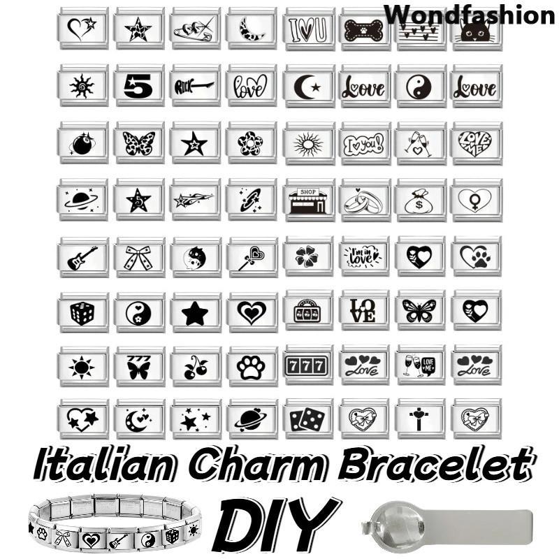 แกะสลักดวงอาทิตย์กีตาร์อิตาเลี่ยน charm สแตนเลส สำหรับสร้อยข้อมือ Retro DIY-friendly