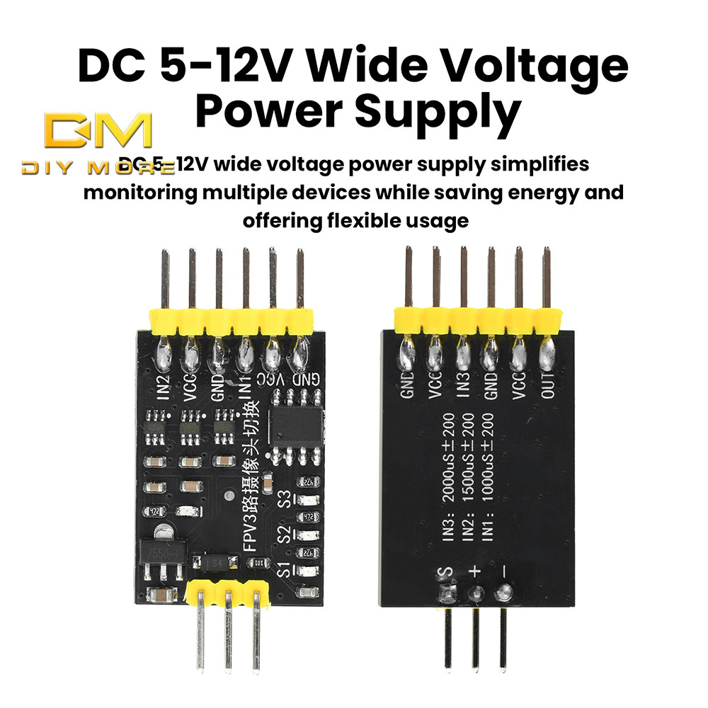 DIYMORE DC5-12V 3-Channel Video Switcher โมดูล FPV 3 กล้องสลับพร้อมควบคุม PWM เหมาะสําหรับ RC Drones