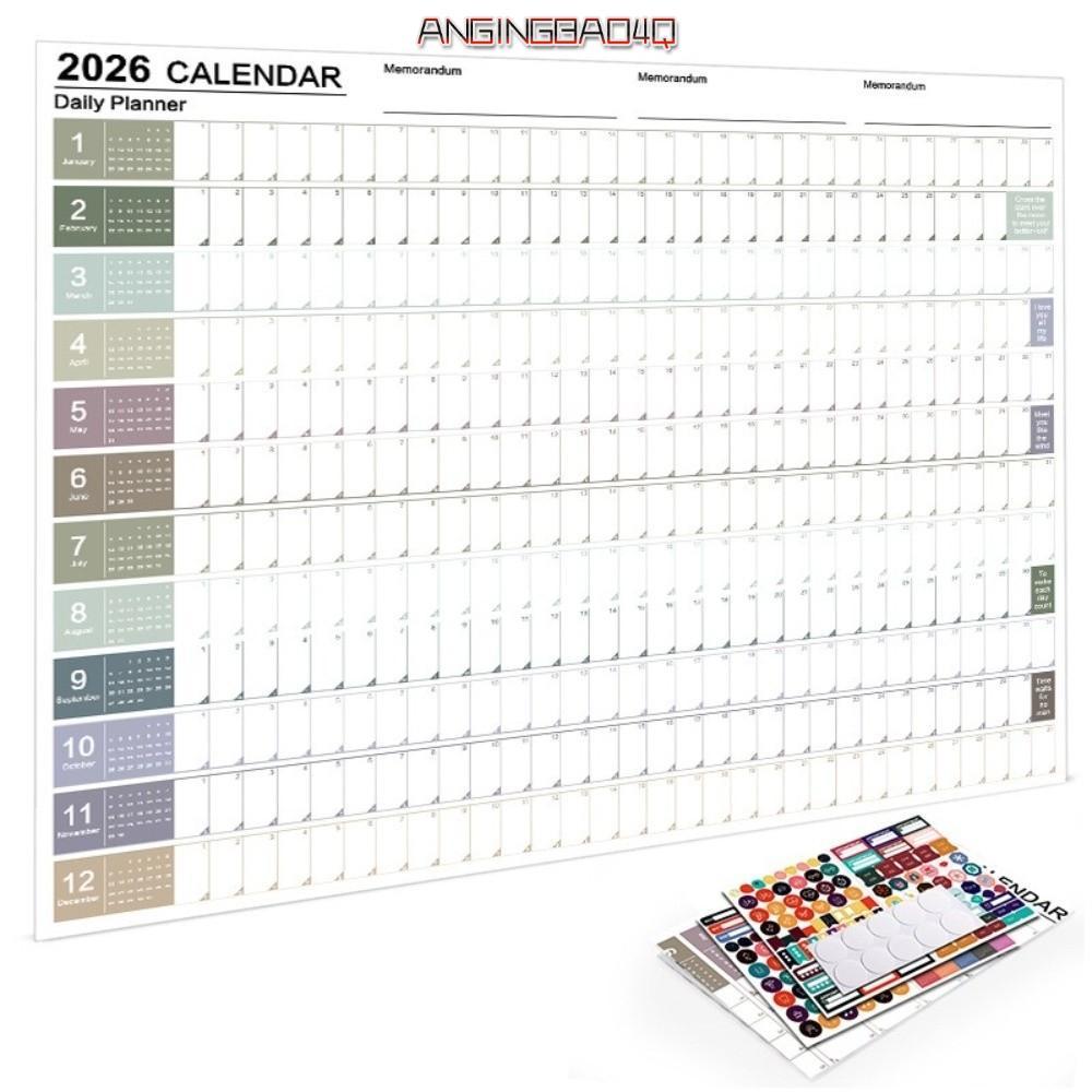 TIOMNV56KU ปฏิทินทุกวันรายปี, Agenda Organizer To Do List Schedule ปฏิทินผนังขนาดใหญ่, Creative 2026