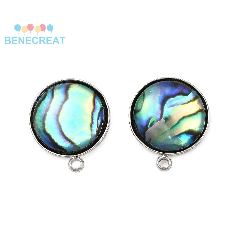 ต่างหูปะเก็น paua shell สแตนเลสสตีล ขนาด 18x15 มม.