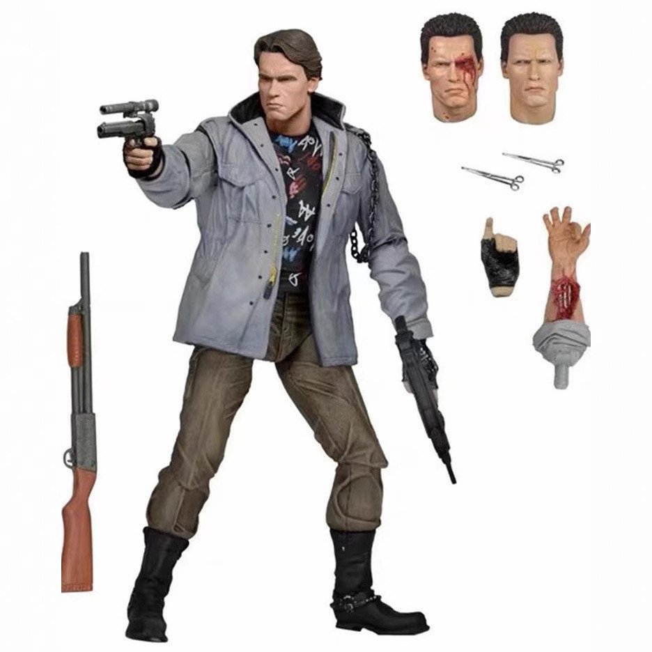 [จัดส่งในวันเดียวกัน] NECA Terminator T800 Ruffian Version Battle Damage Arnold Robot 23cm Action Fi