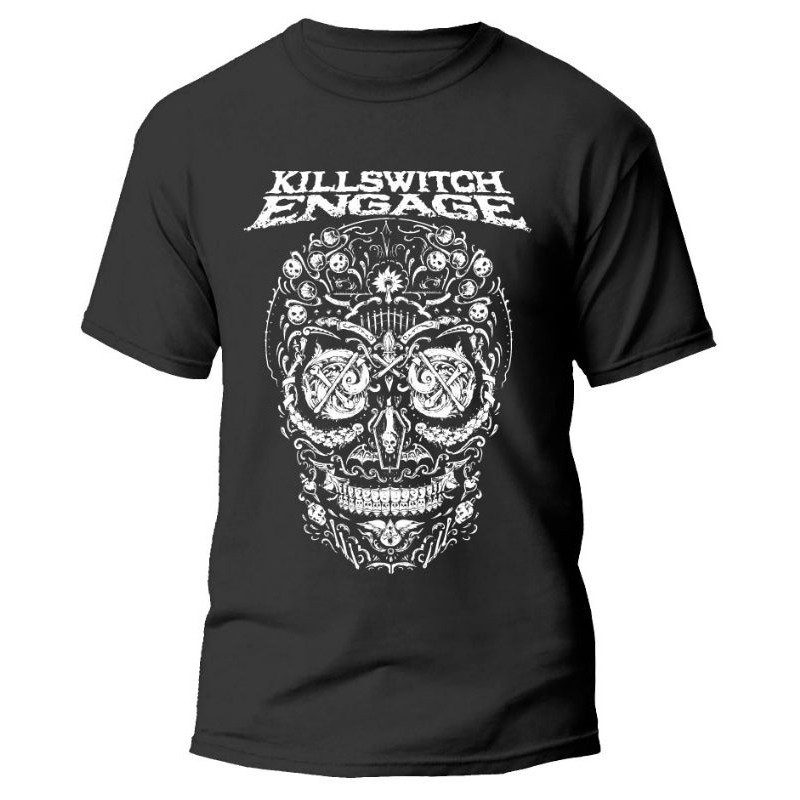 ทีเชิร์ต Killswitch Engage Sugar Skull สีดำ ลายกราฟฟิกวงดนตรีเมทัลคอร์ สําหรับแฟนร็อก