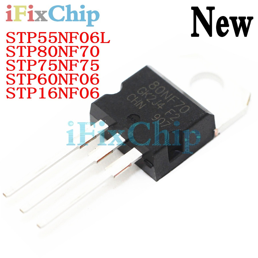 5PCS STP55NF06L STP55NF06 STP80NF70 STP75NF75 STP60NF06 STP16NF06 TO-220 Field Effect ทรานซิสเตอร์