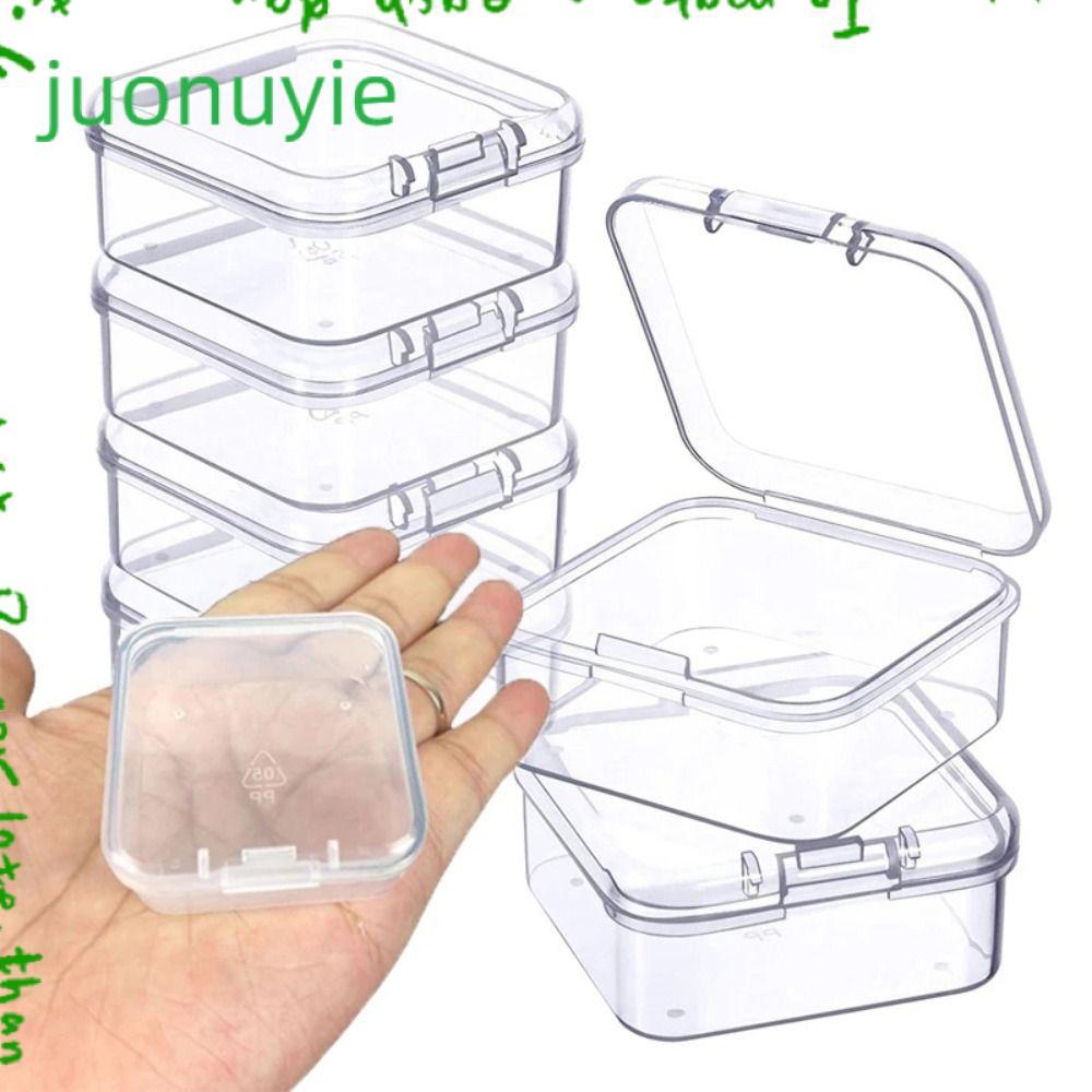 JUONUYIE กล่องเก็บของทรงสี่เหลี่ยม, ภาชนะเก็บต่างหู PP หลายขนาด, กล่องเก็บแหวนกันฝุ่นแบบใส