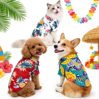 เทศกาลสงกรานต์เสื้อสัตว์เลี้ยงสไตล์ฮาวายฤดูร้อนเสื้อยืดนุ่มน…
