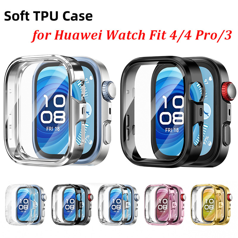เคส TPU แบบนุ่มสําหรับสมาร์ทวอทช์ Huawei Watch Fit 4/4 Pro Anti Gore Cover Full Coverage Screen Protector อุปกรณ์กันชนสําหรับ Huawei Watch Fit 3