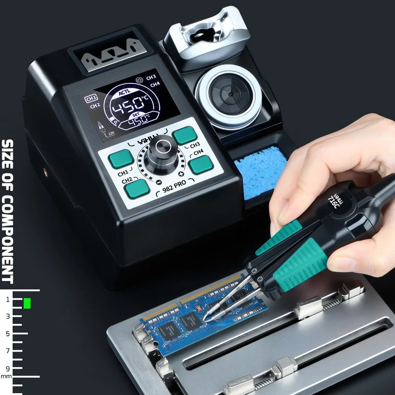 YIHUA 982 PRO 2-IN-1 แหนบร้อนและหัวแร้งสําหรับกล้องจุลทรรศน์เชื่อม SMD ใช้งานร่วมกับ C45 Tip Desolde