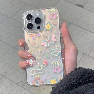 🎈🎈เคส iPhone13 17 สำหรับ IP11 12 13 14 15 16PROMAX XS 16 IP11 เคสใสแบบแวววาว TPU นุ่มสีสันสด ลายการ์ตูนสีสันสดใสน่ารั