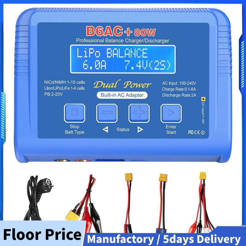 สมาร์ท RC Balance Charger B6AC 80W Lipo แบตเตอรี่สําหรับ 1S-6S LiPo Life Li-Ion 1-15S NiCD NiMH PB E