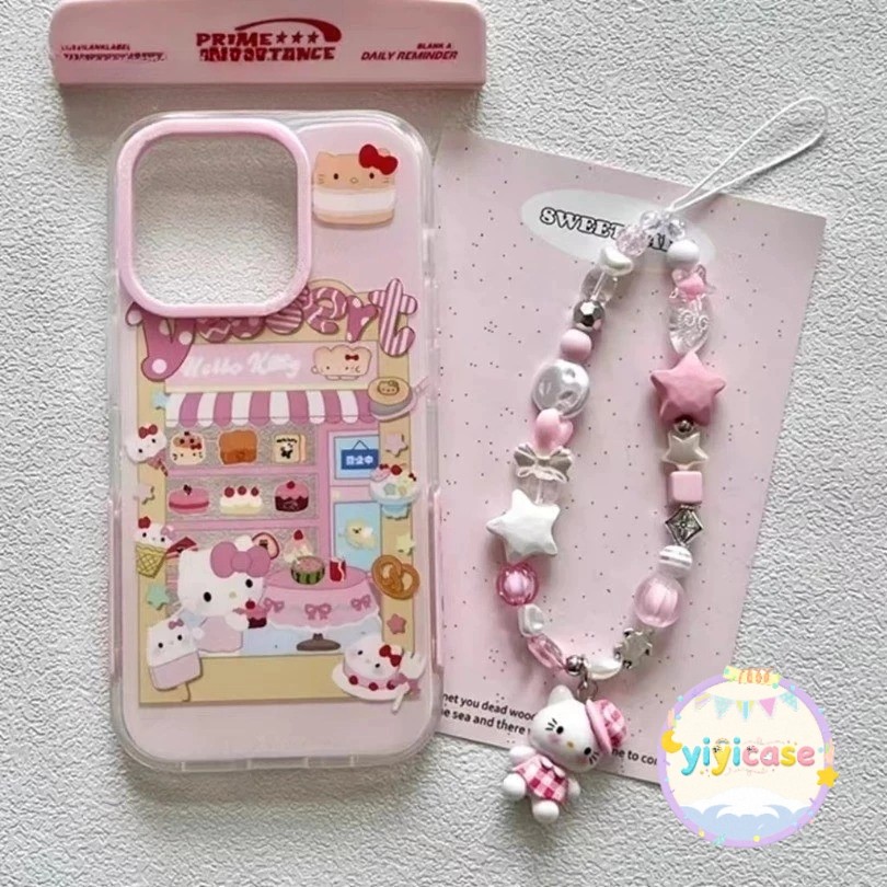 🎀YIYI🎀case for Iphone 16 15 14 13 12 11 Pro Max X/Xs Max 7 8 Plus เคสโทรศัพท์การ์ตูนน่ารัก KT CatPattern + Lanyard