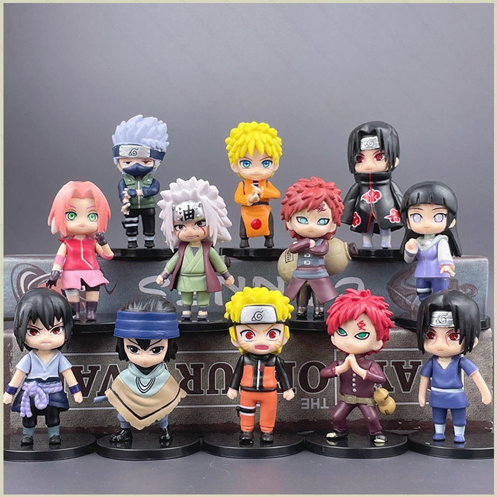 SC 12 ชิ้น NARUTO Uchiha Sasuke Uzumaki Naruto น่ารัก Chibi Action Figure เครื่องประดับ