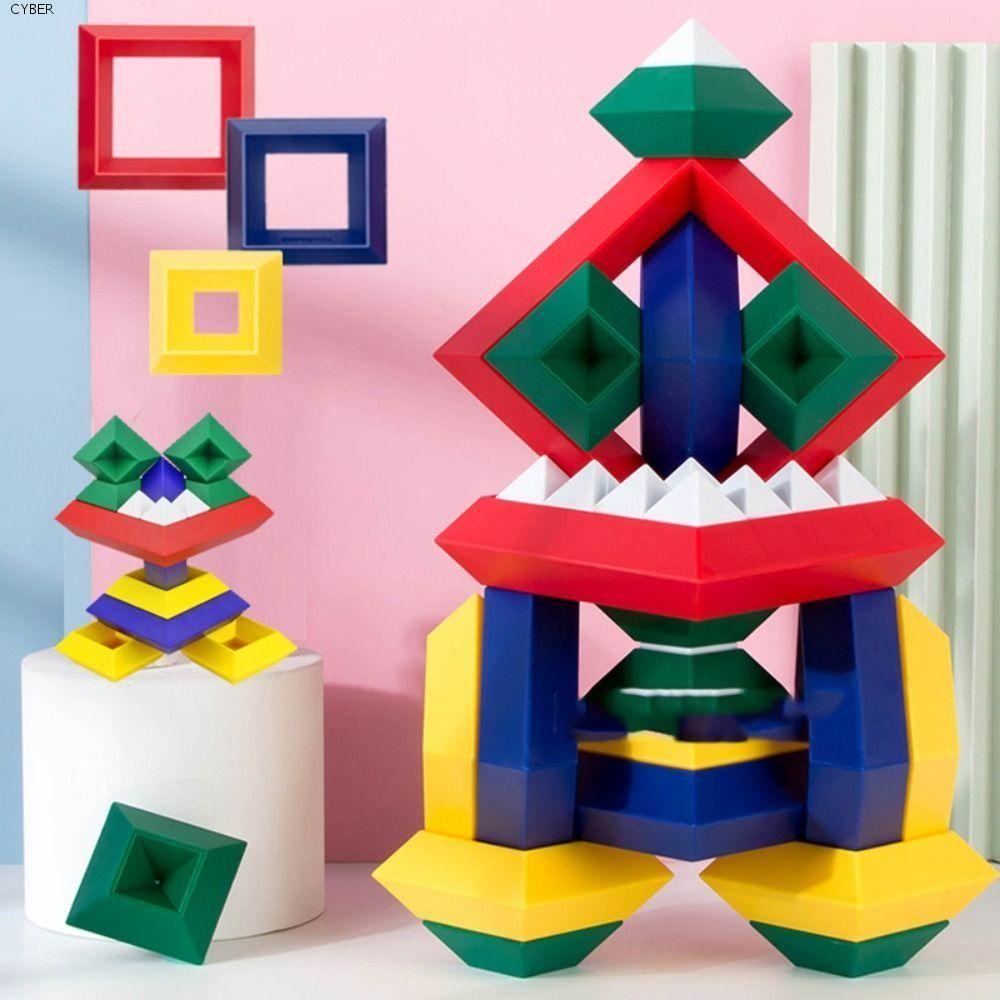 CYBER Pyramid Building Blocks Set Balance Game พลาสติกเรขาคณิต Space Game พีระมิดมนุษย์ชุดก่อสร้าง B