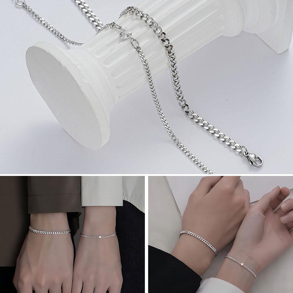 สร้อยข้อมือคู่สแตนเลส Niche Design High-End Set สร้อยข้อมือสร้อยข้อมือ 2 ชิ้น Love Set F0P2