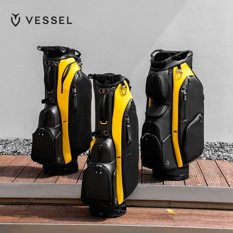 VESSEL2026 ถุงกอล์ฟ PLAYER สีดำสีเหลือง สำหรับคนเล่นกอล์ฟทั้งชายและหญิง ขนาด 32 ซม.