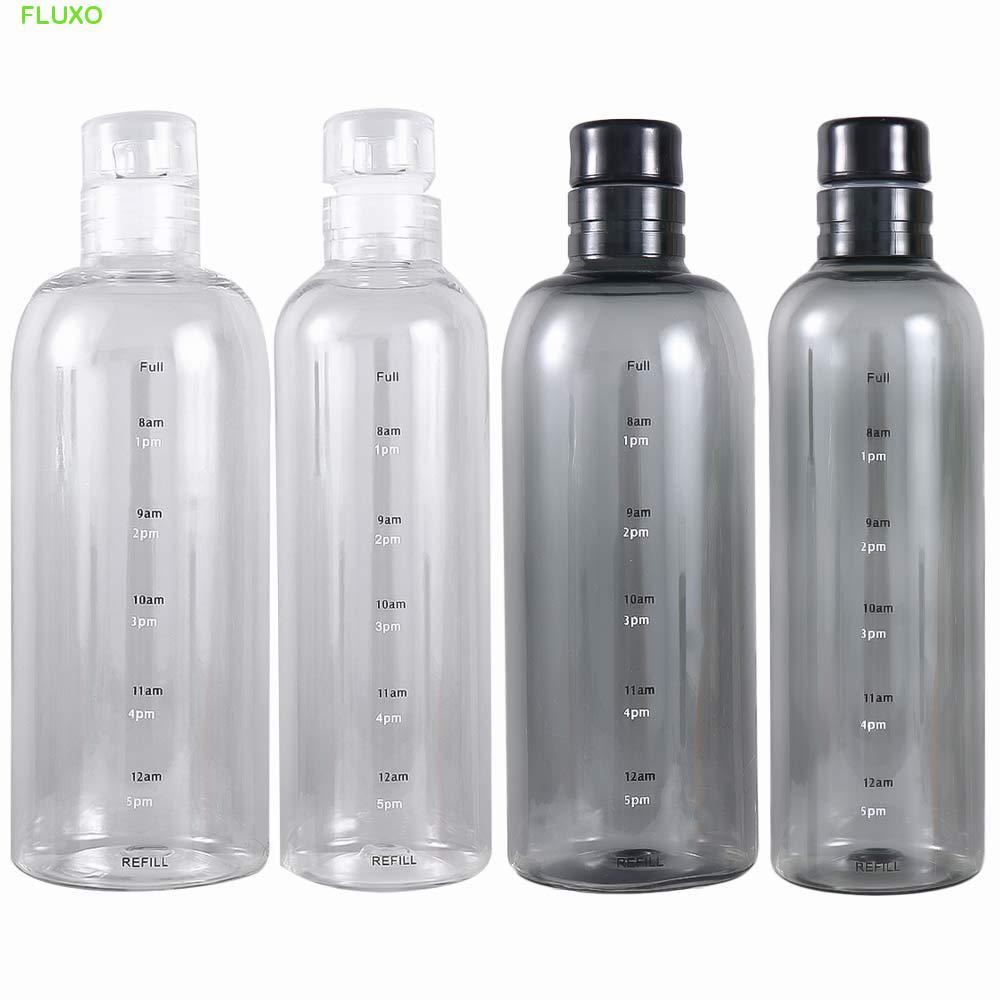 FLUXO ขวดน้ําเกรดอาหาร PP Simple Drinkware ปิดผนึกฝาปิดสําหรับโรงเรียนท่องเที่ยวพร้อม Time Marker ถ้วยน้ําโปร่งใส
