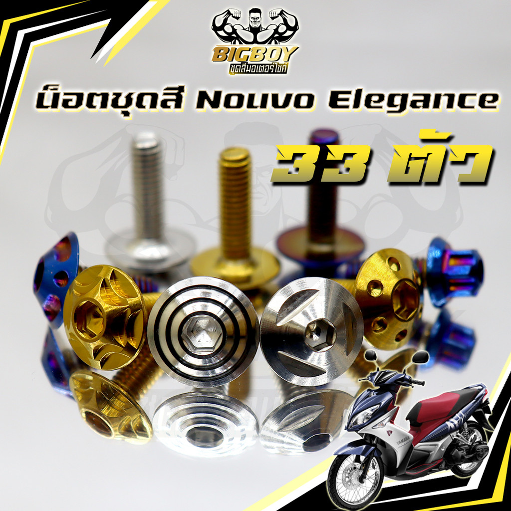น็อตชุดสีNouvo Elegance(1ชุด33ตัว) น็อตชุดสีมีนูโว น็อตNouvo น็อตนูโว น็อตเฟรมNouvo น็อสแตนเลส (Nouv