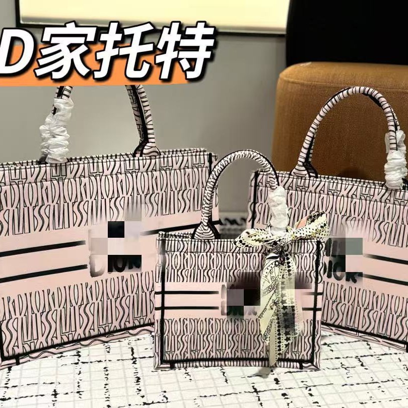 D Original Material Tote Shopping Bag กระเป๋าถือปัก All-Match Style Full Set Packaging Exclusive Sup