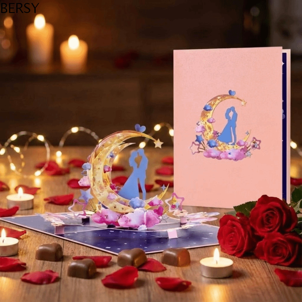 BESY Pop-Up การ์ดวันวาเลนไทน์,การ์ดอวยพรต้นไม้หัวใจ 3D โรแมนติกหรูหรา,สร้างสรรค์พร้อมซองกระดาษประติม