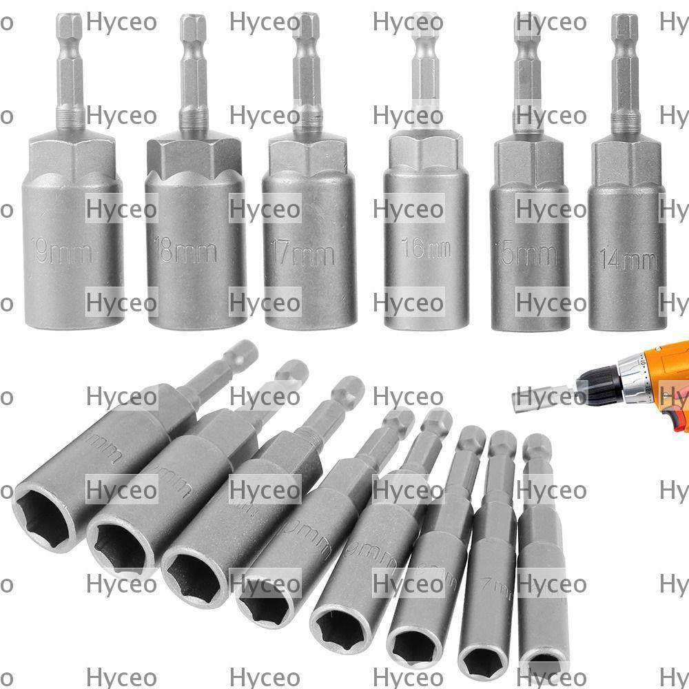 HYCEO 1 ชิ้น Key เจาะอะแดปเตอร์ Bit, Magnetic Nut ไขควงไดรฟ์ซ็อกเก็ต Hex, 5.5-19 มม. 1/4 "Hex 80 มม.