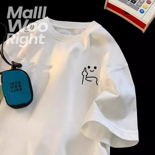 (จัดส่งในกรุงเทพฯ)Woo Right เสื้อยืดแขนสั้น สีขาว t shirt เสื้อยืดคอกลม