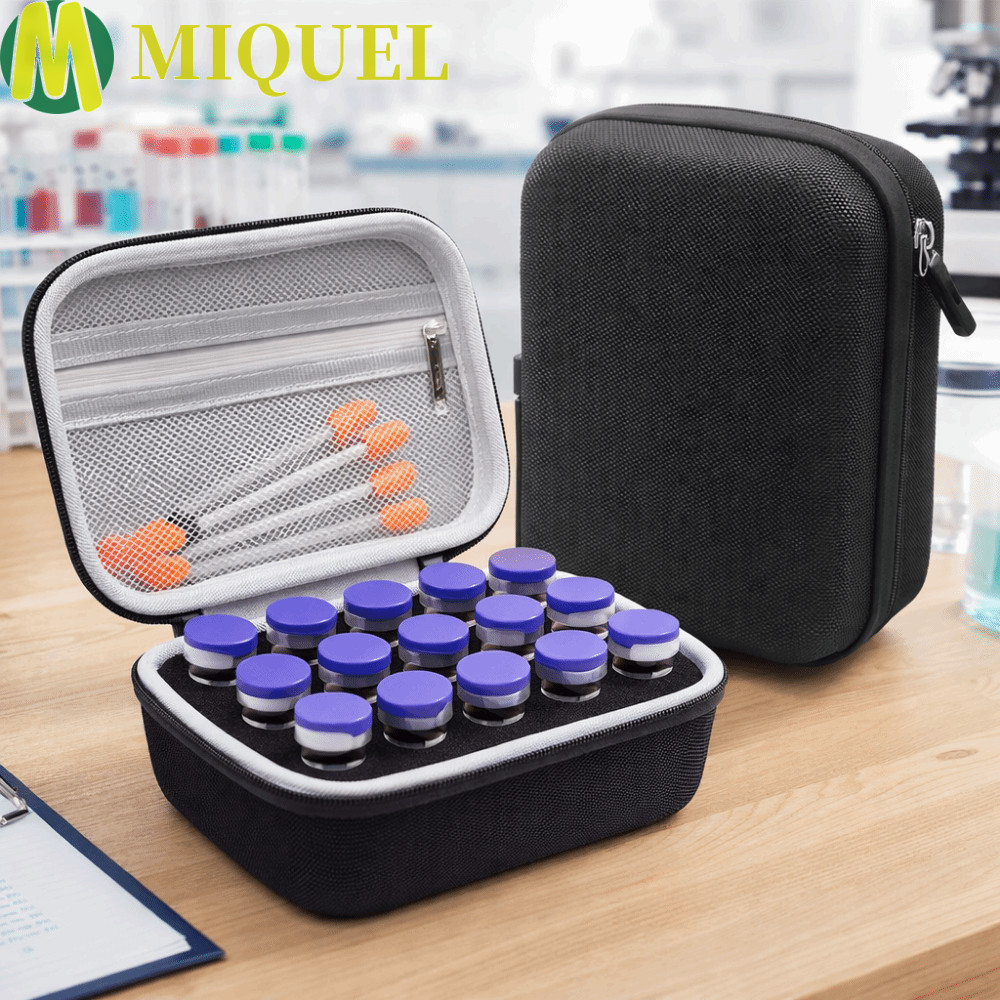 MIQUELZA กล่องเก็บของอินซูลิน, 15 ช่อง 10ML Vials อินซูลิน Vials Case, Vials Storage กันน้ําทนต่อการ