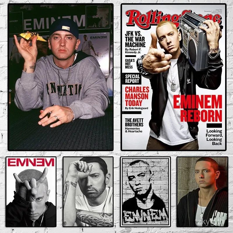 Eminem โปสเตอร์ 8 Mile โปสเตอร์ Hip Hop Rapper นักร้อง Eminem โปสเตอร์ผ้าใบภาพวาดตกแต่งบ้าน Wall Art