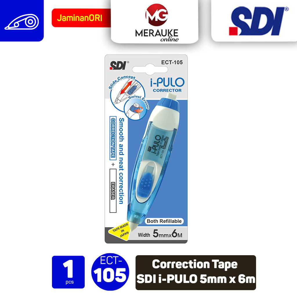 เทปลบคําผิด SDI i-PULO ECT-105 5mm x 6m + ยางลบ
