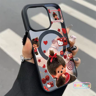 เคสแม่เหล็กกันกระแทก ลายตุ๊กตามอนชี่ เคสไอโฟนดาวและโบว์น่ารัก สำหรับ iPhone 17/16/15/14/13/12/11 Pro Max/Plus