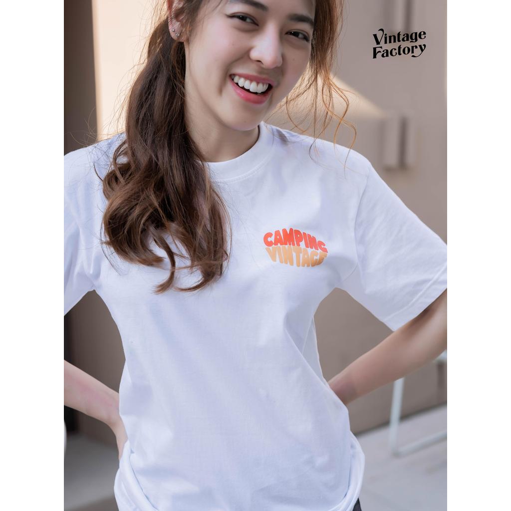 Vintage Factory เสื้อยืด CAMPING - ผ้าคอตตอนแท้ (พร้อมส่ง)