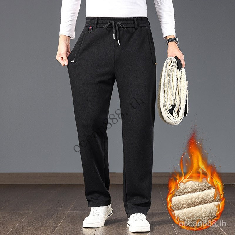 กางเกงลำลองผู้ชาย แบบ Sweater Pant ผ้าขนแกะคลุมภายใน เหมาะสำหรับฤดูใบไม้ร่วงและหน้าหนาว ไซส์ใหญ่+