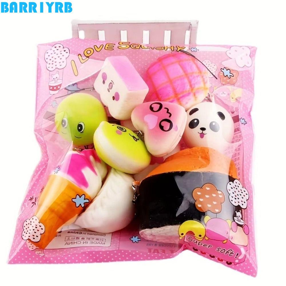 BARR1YRB Squishes ของเล่น,สายคล้องโทรศัพท์มือถือแกล้งเล่นอาหารขนมปังนุ่มของเล่น,ขนมปังจําลอง Kawaii พวงกุญแจน่ารักมินิขนาดบีบเค้กเด็กของขวัญ