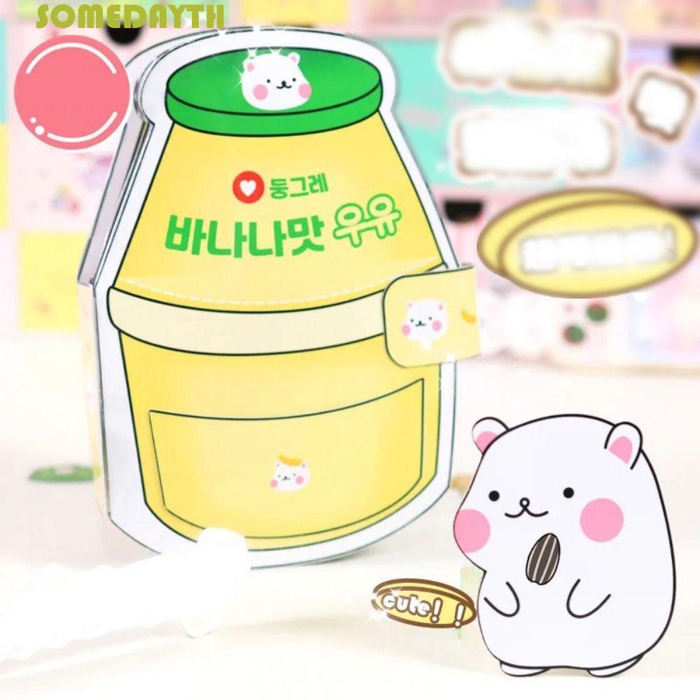 SOMEDAY Banana Milk Quiet Book, Sticker Book Montessori Hamster Banana Milk Quiet Book, 3D Beanie Bo