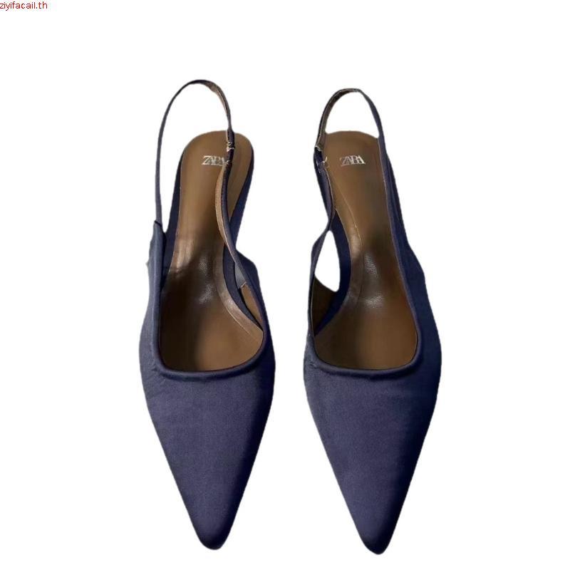 Zajia 2024ฤดูใบไม้ร่วงสินค้าใหม่ฤดูใบไม้ร่วงปลายแหลมหัวม้าลายพิมพ์ด้านหลังรองเท้าส้นเข็มผู้หญิงแฟชั่